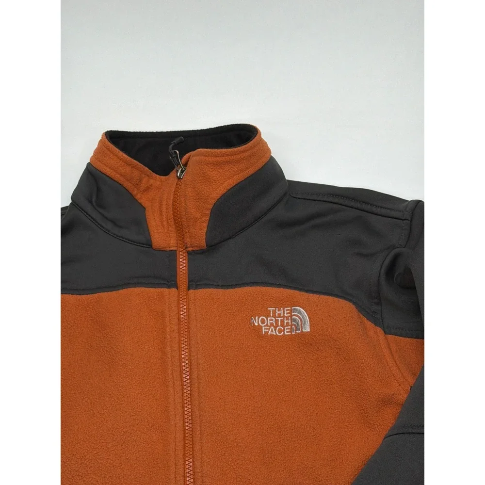 The‎ North Face Mens Full Zip Fleece Jacket Orange Grey Softshell Overlay Small